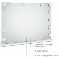 Hollywood Makeup Mirror with 14 Dimmable LED Bulbs, Touch Control, 3 Color Lighting Modes, 10X Magnified Mirror, Vanity Mirror Tabletop Cosmetic Mirror ( 80 x 60cm)