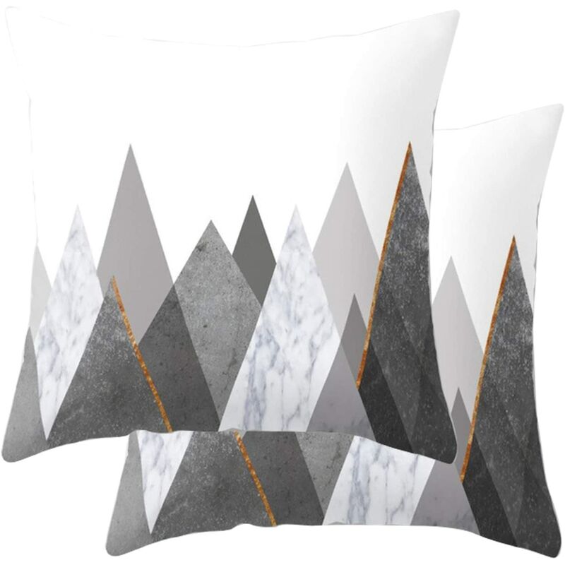 Fundas de almohada 45x45cm, juego de 2 fundas de almohada suaves Fundas de almohada cuadradas con cremallera Almohada decorativa para sala de estar sofá banco de dormitorio (blanco + gris) A05