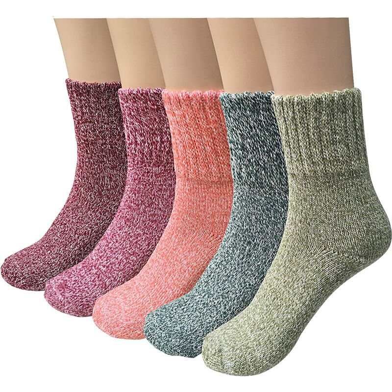 5 pares de calcetines de lana calcetines de punto calcetines de invierno para mujer calcetines térmicos calcetines