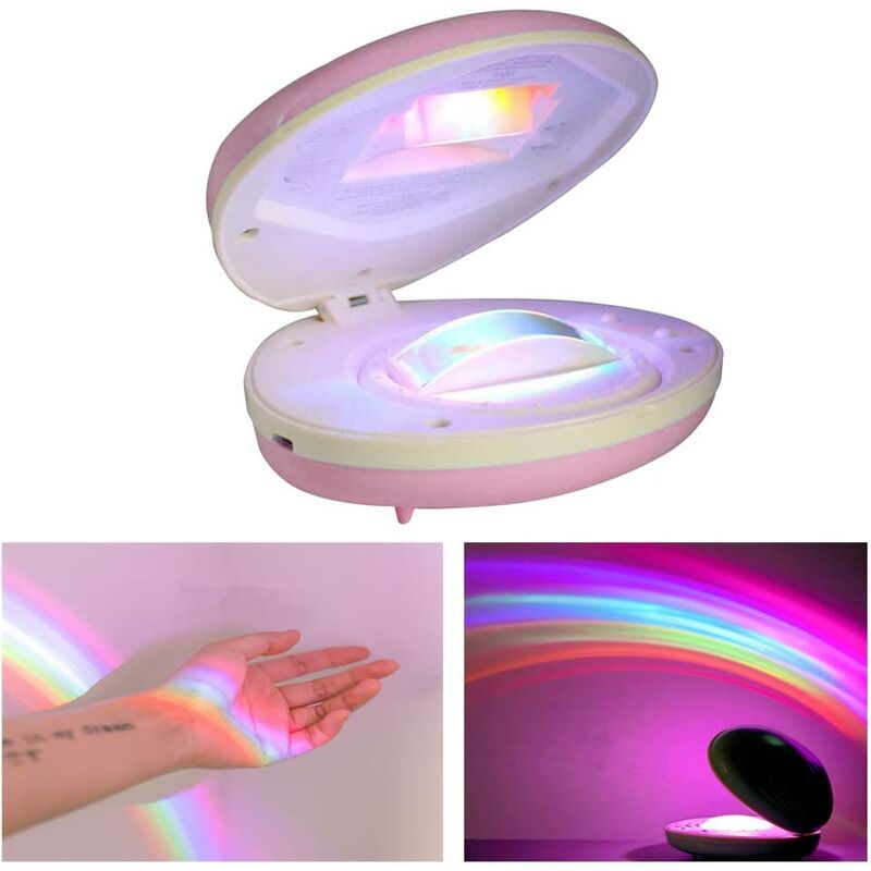 Shell rainbow lámpara de proyección led cielo neón luz de noche colorida carga usb para decoración de dormitorio cumpleaños día de san valentín regalos para niños (rosa)