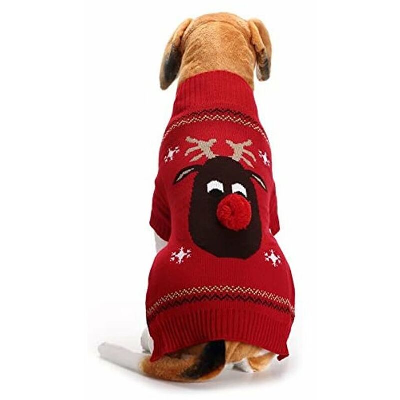 Suéter para perros, suéter de invierno para perros, suéter para perros, suéter con patrón navideño, chaqueta de invierno de punto, ropa para mascotas, suéter de moda, regalo para perros, rojo XS