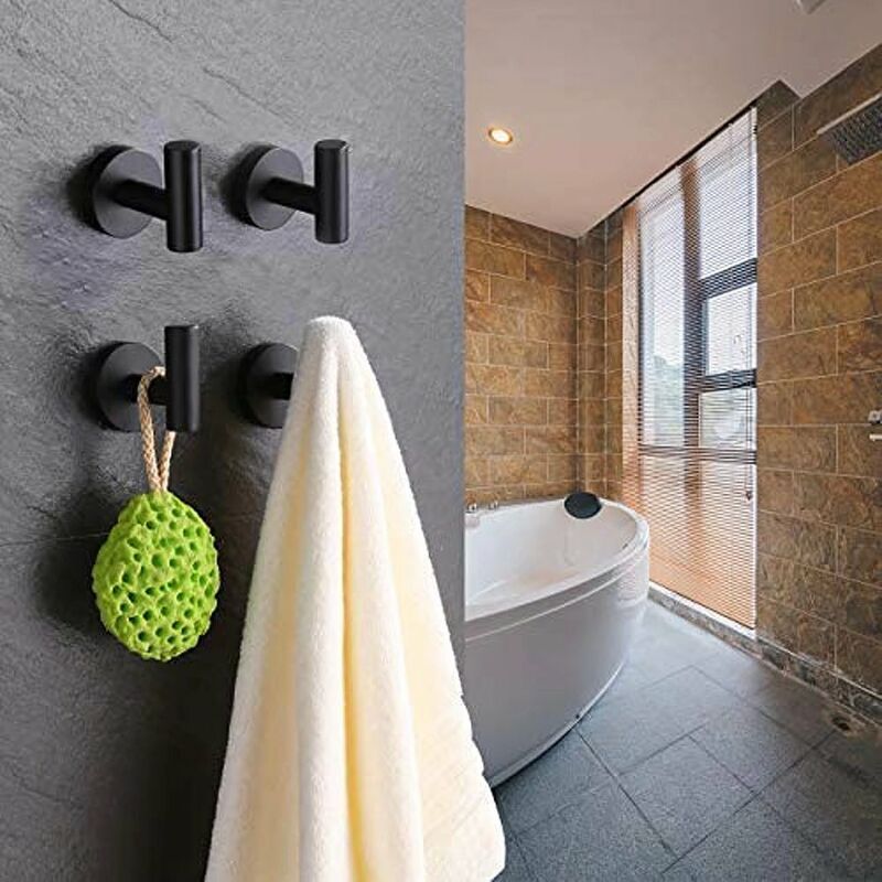 oranizador de ducha de cocina impermeable para toalla ganchos adhesivos ganchos de acero inoxidable autoadhesivo 3M 4 ganchos de baño albornoz 