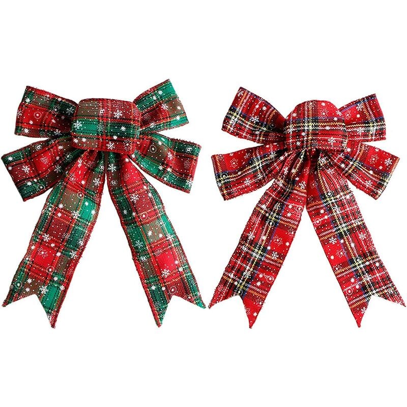 Coronas de árbol de Navidad Bowknot Lazo de Navidad Cinta roja Lazos de cinta de Bowknot Adornos de árbol de Navidad Mini arco de árbol de Navidad Lazo para colgar Decoración Regalos Lazo de Navidad Deco (2 piezas)