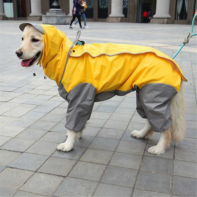 Enumerar bahía Es una suerte que Chubasquero amarillo para perros con capucha desmontable, abrigo con  cordón, 10 tamaños （）