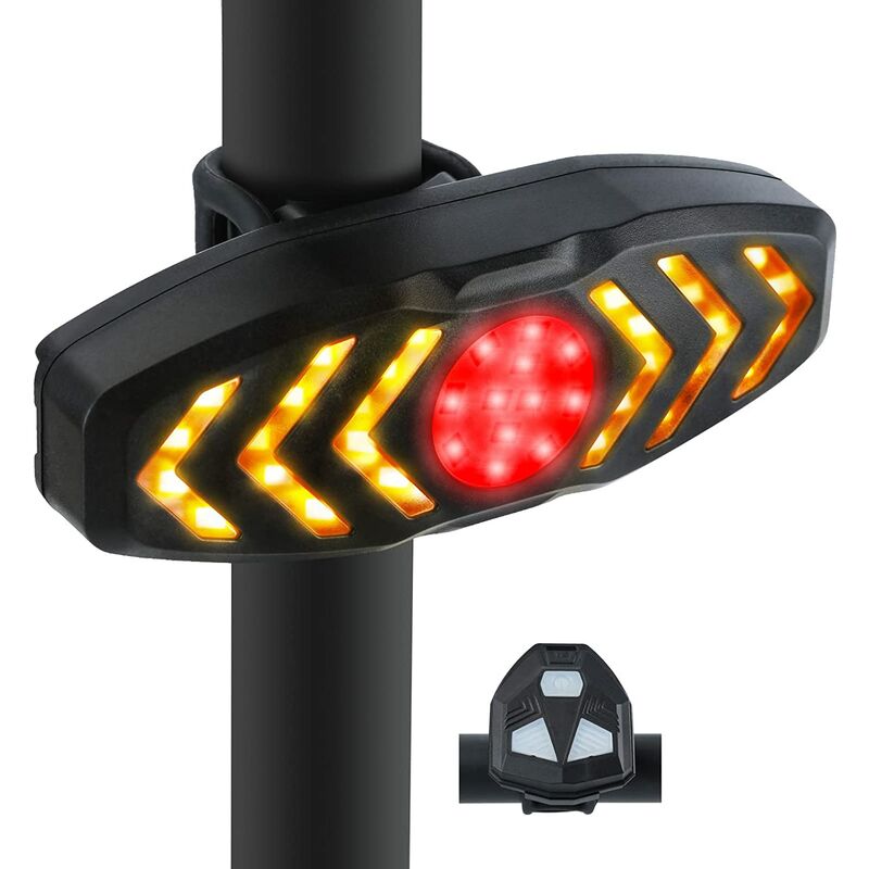 Luz Trasera Bicicleta Intermitente Velo y Luz Trasera con Efecto Sonido Control Remoto Inalámbrico Recargable USB Fácil de Instalar para Scooter Bicicletas Carretera Mtb Visible Día o Noche