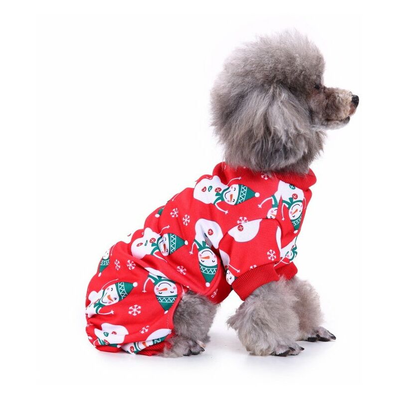 Lovely Small Pet Dogs Pijamas Ropa Muñeco de nieve Copo de nieve Ropa de Navidad para mascotas roja Ropa de Navidad para mascotas de Halloween Ropa divertida para perros (1 paquete, L)