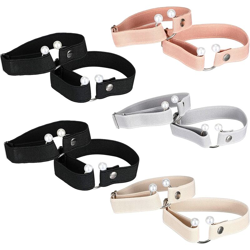 5 pares de correas antisueltas de tacón alto, accesorios de cordones desmontables, correas de tobillo de repuesto elásticas para tacones, correas de zapatos, cordones de zapatos de tacón alto para mujer, rosa claro, negro, beige y gris