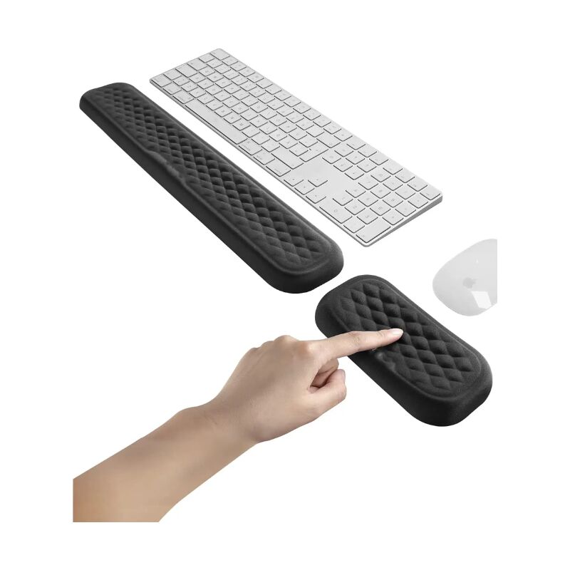 Reposamuñecas de espuma viscoelástica para teclado y alfombrilla de ratón antideslizante para reposamuñecas, almohadilla para reposamuñecas para computadora y portátil, protege la muñeca, color negro