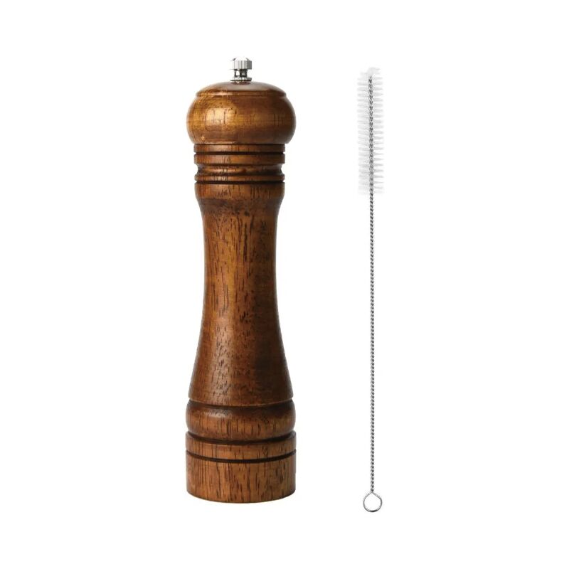 Molinillo de pimienta, molinillo de pimienta, molinillo de sal y pimienta, molinillo de pimienta, molinillo de madera maciza con molinillo de cerámica ajustable de 8 pulgadas