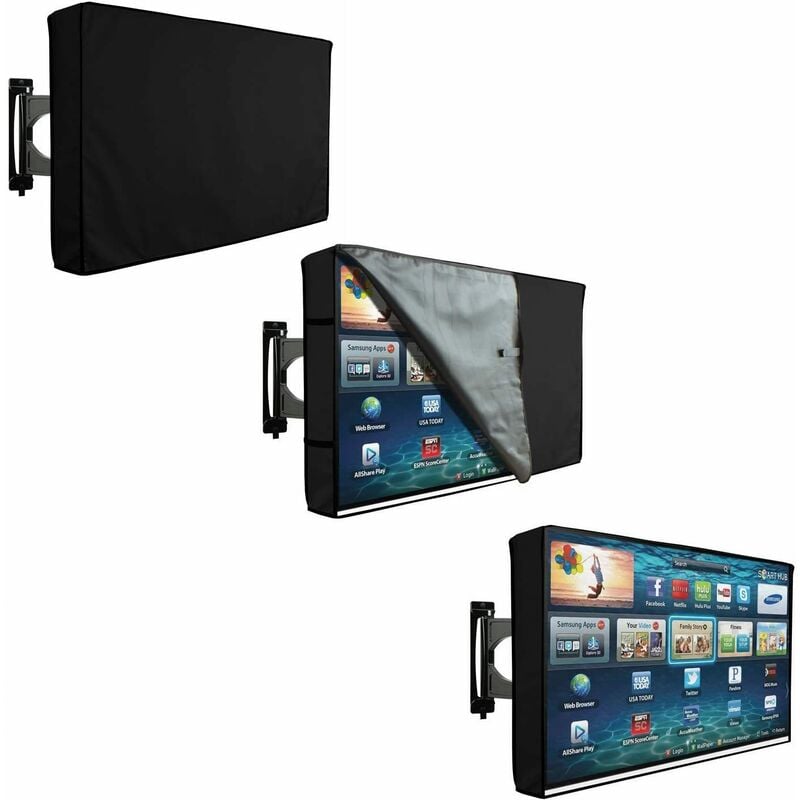 1 paquete de cubierta de TV para exteriores adecuada para TV de 40-42 pulgadas - Protector de pantalla de TV plano resistente a la intemperie e impermeable - Se adapta a cualquier televisor inteligente - Cubiertas de LCD exteriores hechas de tela Oxford Revestimiento de PVC en el interior