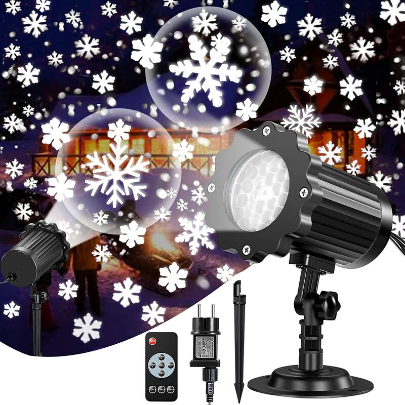 Proyector de Navidad, Proyector de Navidad LED para exteriores, Lámpara de proyector de Navidad con copos de nieve para exteriores e interiores Ip65 a prueba de agua con control remoto para Navidad