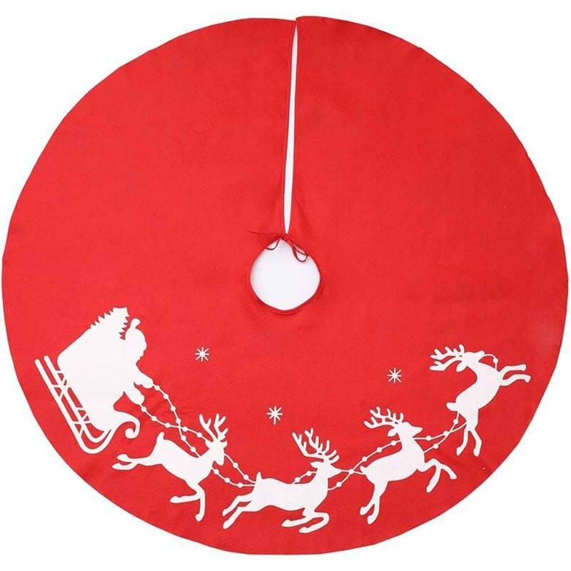 (100 cm) Tapete para el piso del árbol de Navidad Falda de árbol no tejida Tapete para el árbol de Navidad con reno rojo Manta redonda para el árbol de Navidad Falda para el árbol de Navidad con patrón para la decoración del árbol de Navidad