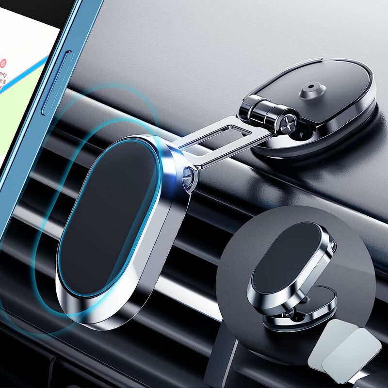 Soporte magnético para teléfono para coche, soporte magnético plegable para teléfono, multifuncional, rotación de 360°, imán para teléfono para salpicadero de coche, soporte para teléfono, soporte magnético para coche para iPhone, Samsung, todos los smartphones