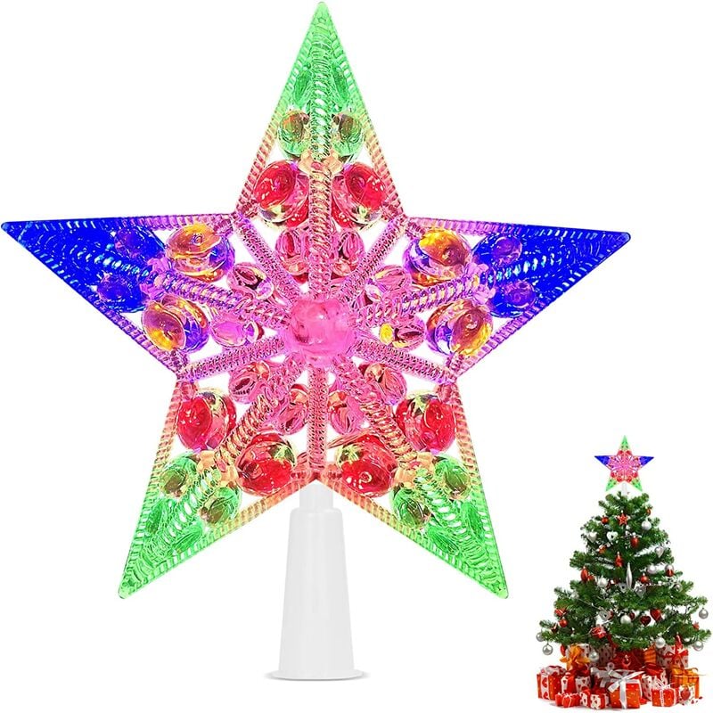 Estrella de árbol de Navidad, luz LED de adorno de árbol de Navidad, estrella de árbol de Navidad iluminada, estrella de árbol de Navidad brillante, adorno de árbol de Navidad, estrella para Navidad, decoración de árbol de Navidad (B)
