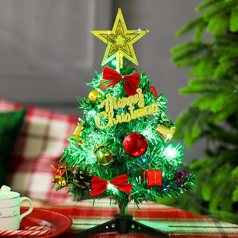 Mini árbol de Navidad de 30 cm, árbol de Navidad artificial de 30 cm, pequeño árbol de Navidad con luces, mini árbol de Navidad DIY, árbol de Navidad en miniatura, pequeño árbol de Navidad de mesa (linterna)