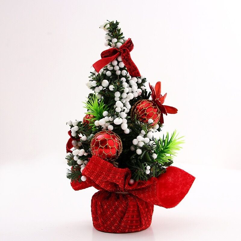 Árbol de Navidad en miniatura, 20 cm Mini árbol de Navidad, Mini árbol de Navidad artificial, Árbol de Navidad de mesa verde, Mini árbol de Navidad artificial, Mini árbol de Navidad artificial con bases de madera (B)