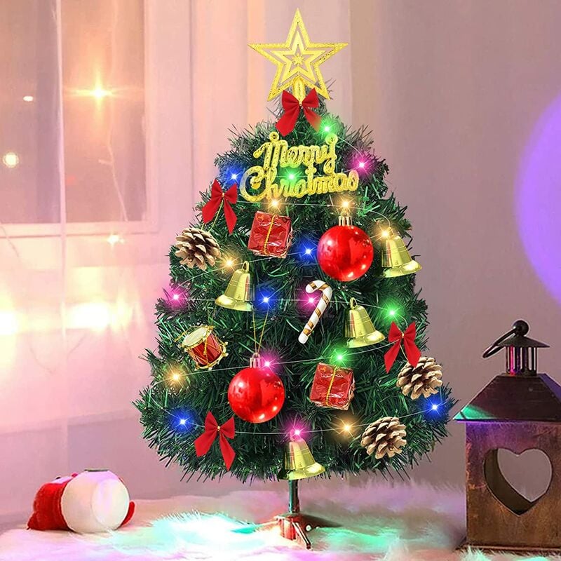 Mini árbol de Navidad de 30 cm, árbol de Navidad artificial de 30 cm, pequeño árbol de Navidad con luces, mini árbol de Navidad DIY, árbol de Navidad en miniatura, pequeño árbol de Navidad de mesa