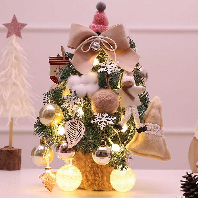 Árbol de Navidad en miniatura, 30CM Mini árbol de Navidad, Mini árbol de Navidad artificial, Árbol de Navidad de mesa verde, Mini árbol de Navidad artificial, Mini árbol de Navidad artificial con bases de madera (B)