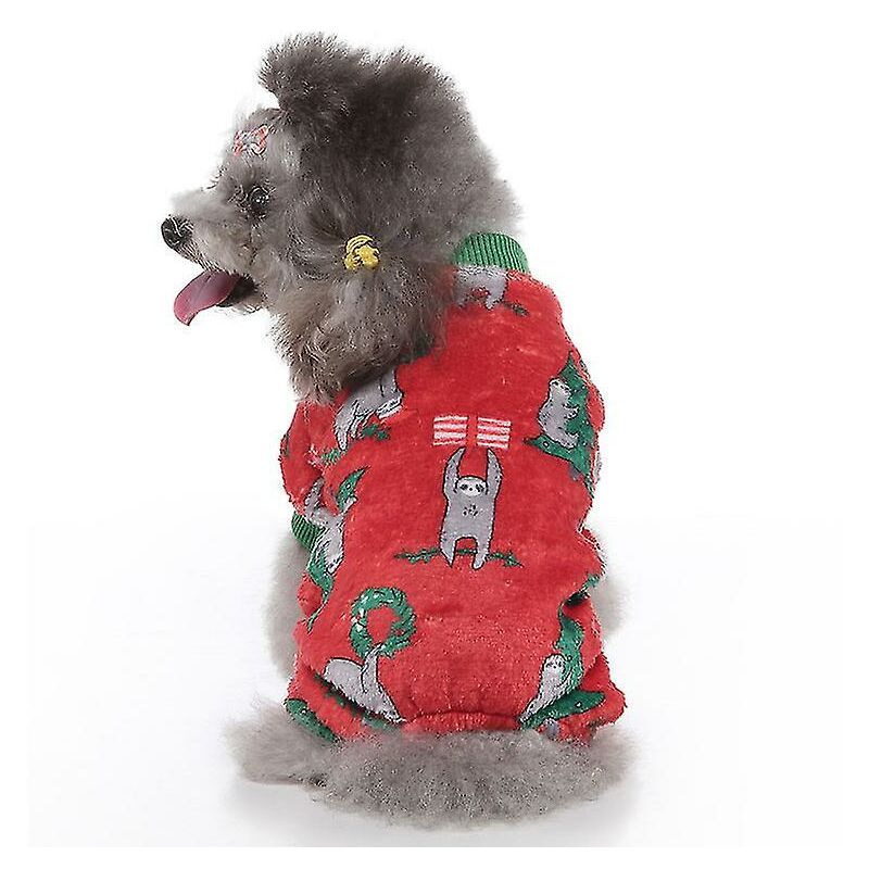 Pijamas para perros Ropa de invierno Navidad Cálido suéter para perros Dulces días fríos Trajes con diseño de alce, Monos para mascotas Suéteres para perros pequeños y medianos (L)