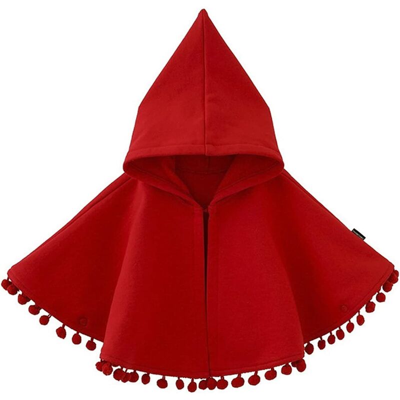 (95cm) Capa de Navidad Invierno Cálido Con Capucha Halloween Navidad Cosplay Disfraz Papá Noel Disfraces Fiesta Con Capucha Mujeres Vintage Capa Roja Chaqueta Sin Mangas Vestido De Felpa