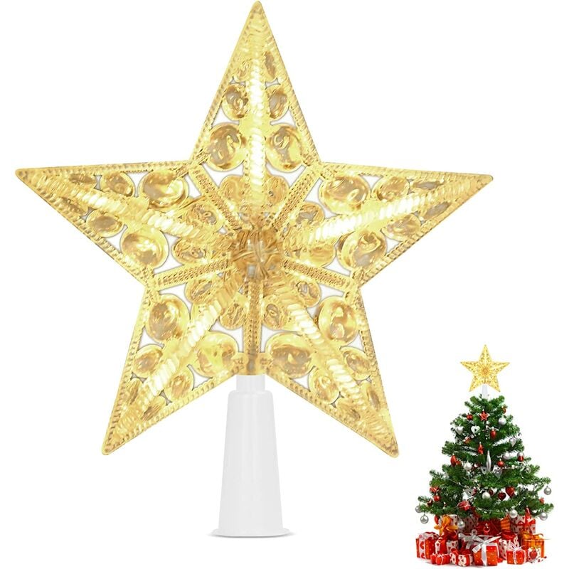 Estrella de árbol de Navidad, luz LED para adorno de árbol de Navidad, estrella de árbol de Navidad iluminada, estrella de árbol de Navidad brillante, adorno de árbol de Navidad, estrella para Navidad, decoración de árbol de Navidad(A)