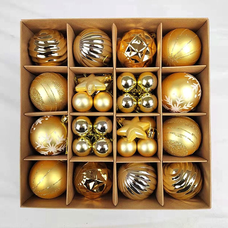 Bolas navideñas doradas 3-6 cm 42 piezas decoraciones, pequeñas bolas navideñas inastillables en el árbol de Navidad