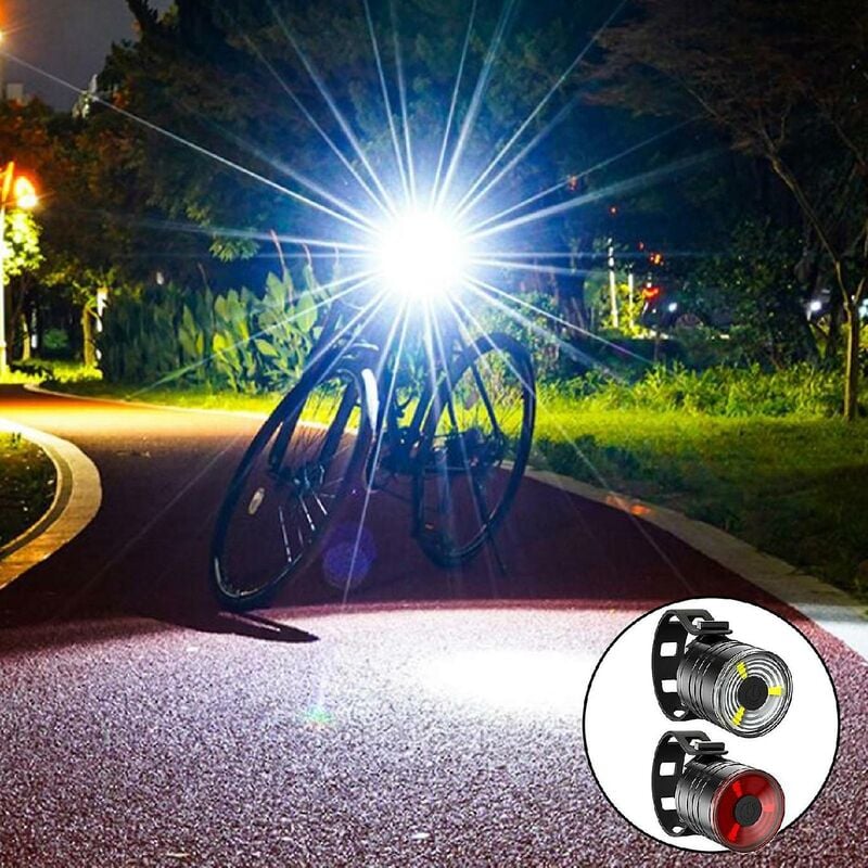 Luces delanteras y traseras para bicicleta, luz delantera y trasera para bicicleta, juego de luces delanteras y traseras LED superbrillantes, lámpara de advertencia impermeable para bicicleta de carretera MTB - blanco rojo