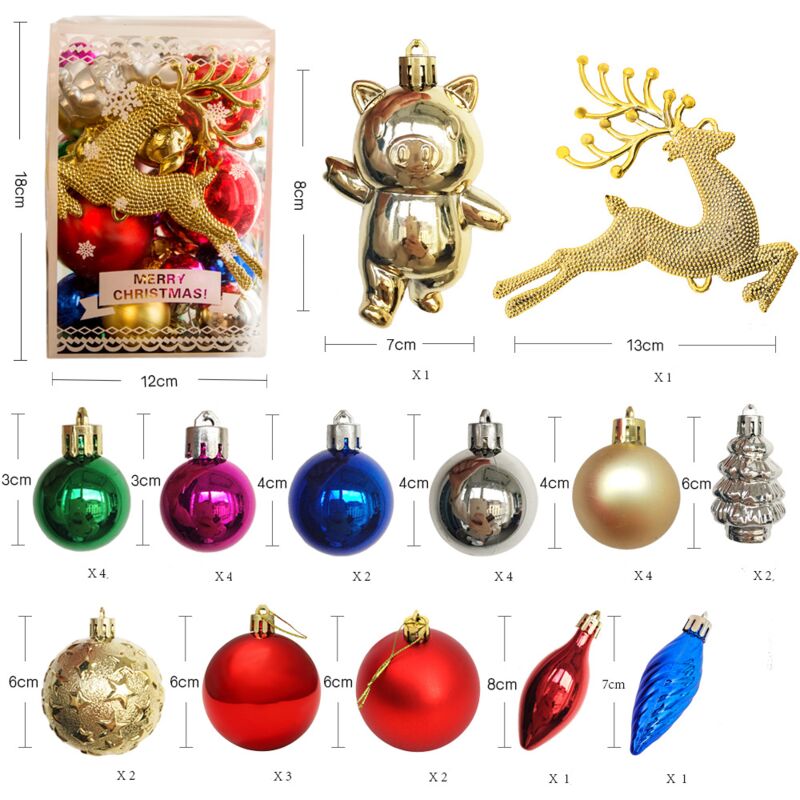 30 piezas de decoración de bolas de Navidad, juego de adornos de árbol de Navidad (color), bolas decorativas de árbol, adorno de bolas de árbol de Navidad, para decoración de árbol colgante de árbol de Navidad