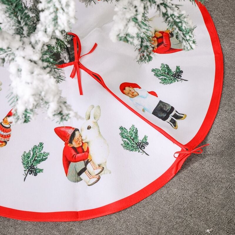 Falda de árbol de Navidad de 90 cm, cubierta de soporte de árbol de Navidad, decoración de árbol de Navidad, falda de árbol de Navidad feliz, estera de árbol de Navidad, falda de árbol blanco para niño y niña