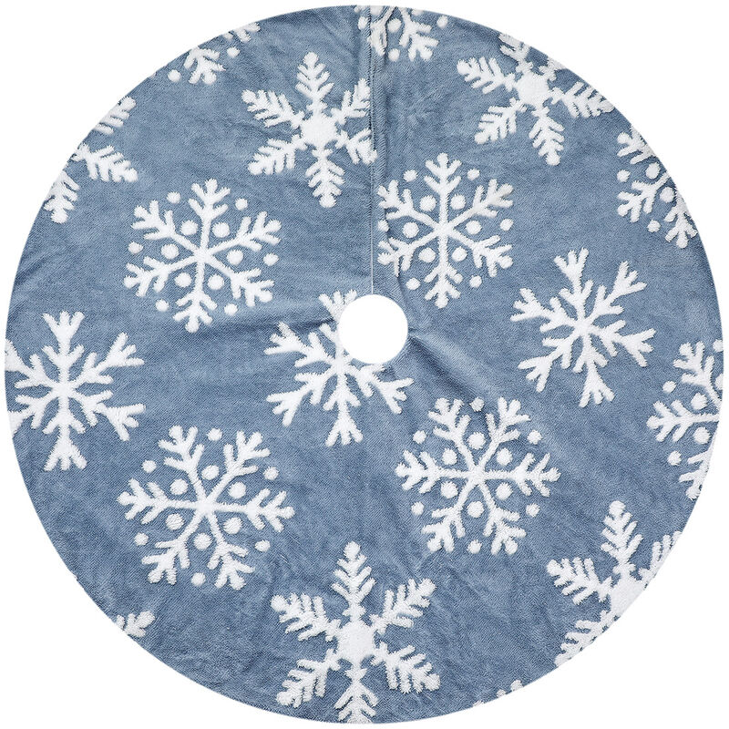 Falda de árbol de Navidad de 122 cm, cubierta de soporte de árbol de Navidad, decoración de árbol de Navidad, falda de árbol de Navidad feliz estera de árbol de Navidad, falda de árbol Jacquard azul