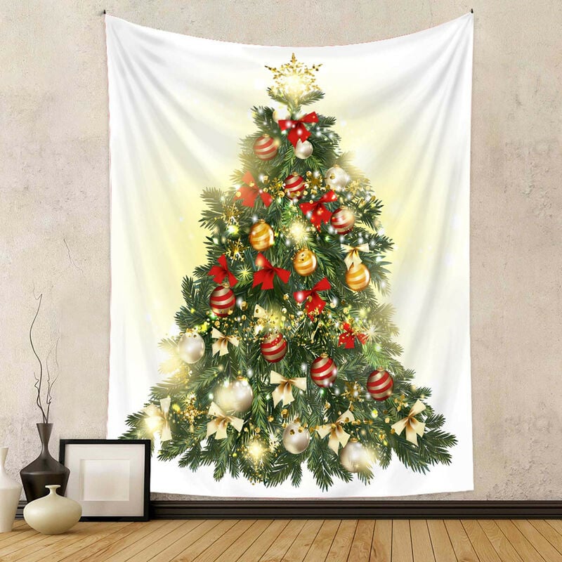 Tapiz de árbol de Navidad, árbol verde, colgante de pared decorativo, decoración del hogar, decoración de 51x59 pulgadas