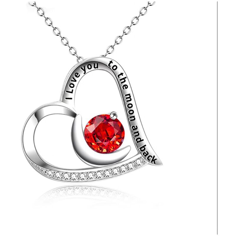 Collar infinito de corazón rojo para mujer, joyería colgante de plata 925 con cristales, regalo para mamá, su hija, amiga