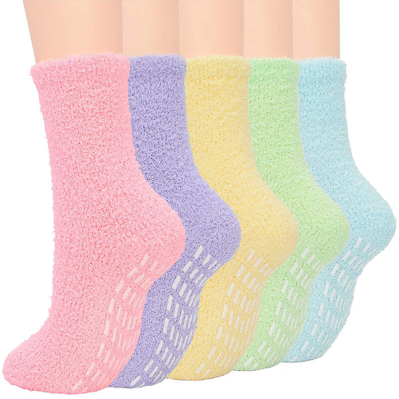 5 pares de calcetines cálidos de felpa supersuave para mujer, calcetines de microfibra esponjosos para invierno, calcetín informal para dormir en casa, calcetín acogedor borroso