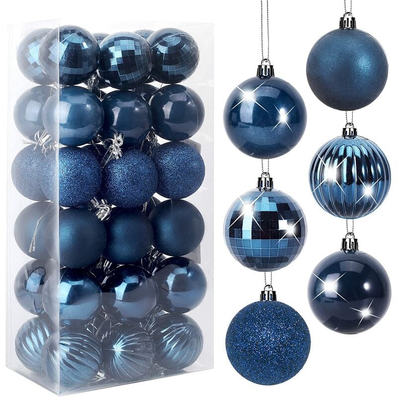 36 bolas de Navidad adornos para árbol de Navidad – decoraciones de árbol de Navidad inastillables bola colgante grande para decoración de fiesta de boda azul