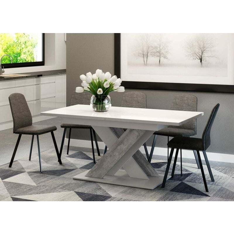 Table extensible en bois Laqué Blanc à LEDs 180 cm - MARKS Couleur