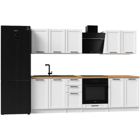 Cuisine complète Quadro blanc 7 éléments avec façades à cadre - 260 cm (1/5)
