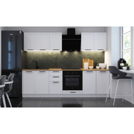 Cuisine complète Quadro blanc 260 cm avec 7 éléments de rangements