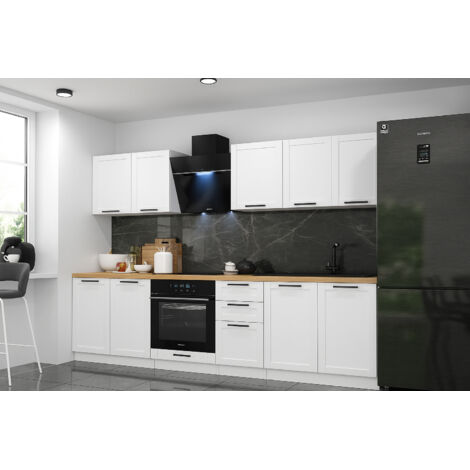 Cuisine complète Quadro blanc 260 cm avec 7 éléments de rangements