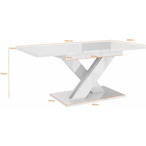 TABLE A MANGER EXTENSIBLE BRUCE - BOIS CHENE et BLANC LAQUE 140-180