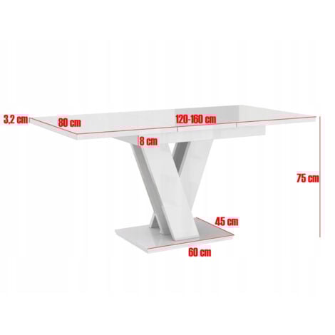 TABLE A MANGER EXTENSIBLE MASSI - BETON ET BLANC 120 - 160 CM