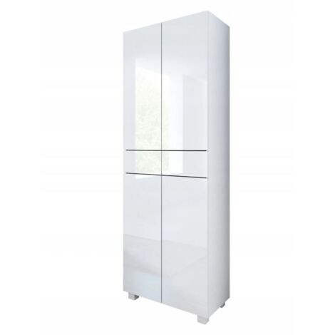 Dusine – Colonne de salle de bain 60 cm – Blanc laqué – Hauteur 169 cm – Mélaminé certifié FSC – Installation suspendue ou posée