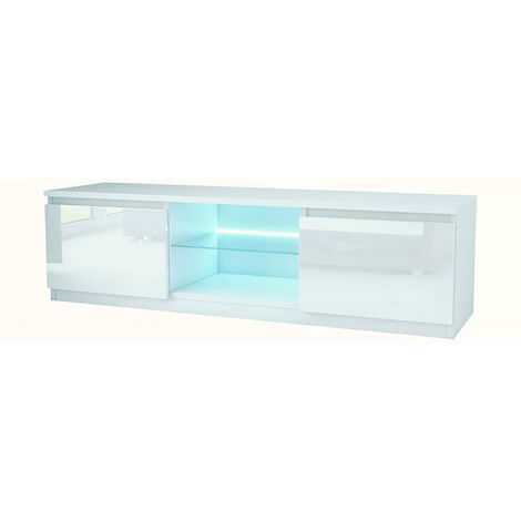 Meuble TV Kiffa LED 140 CM en 18 MM avec portes laquées (1/3)
