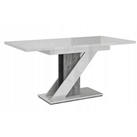 TABLE A MANGER EXTENSIBLE EVAN - BLANC LAQUE ET BETON 120 - 160 CM
