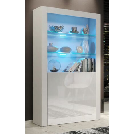 Vitrine JIVE 90 cm blanc laqué avec LEDS