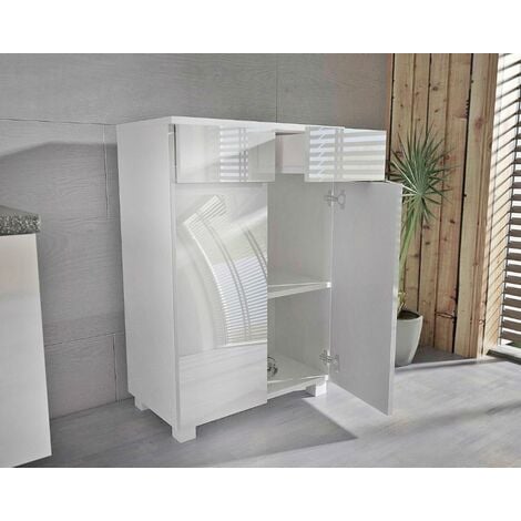 LAVEO 60 CM - Meuble salle de bain en BLANC laqué à accrocher ou poser