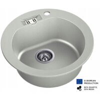 Evier rond NALIBOU GRIS en granit premium - 1 Bac sans égouttoir et vidage inclus