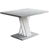 Dusine – Table basse fixe béton et blanc 100 x 70 cm – Mélaminé certifié FSC – Design moderne pour salon contemporain
