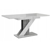 Dusine – Table à manger extensible 120-160 cm – Finition laquée blanche – Pied unique élégant – Système de rangement intégré pour rallonge