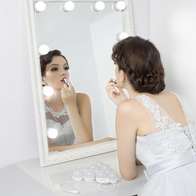 intensidad regulable kit de luces de espejo de tocador para mujeres de baño maquillaje espejo Hollywood 10 LED Wallfire Kit de luces de espejo de maquillaje LED DIY