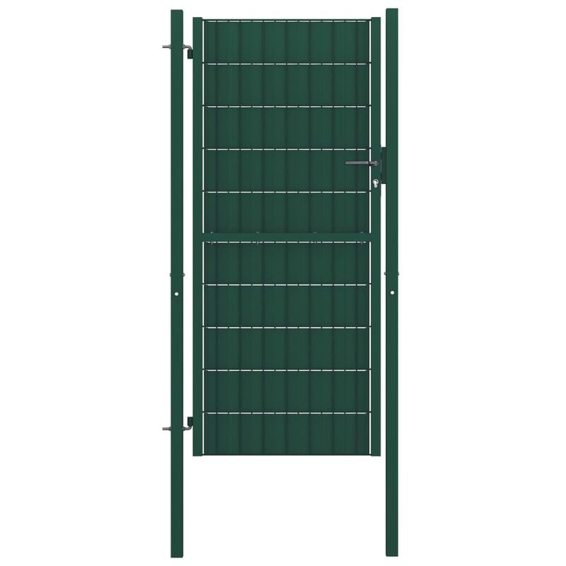 Puerta de valla de PVC y acero verde 100x204 cm